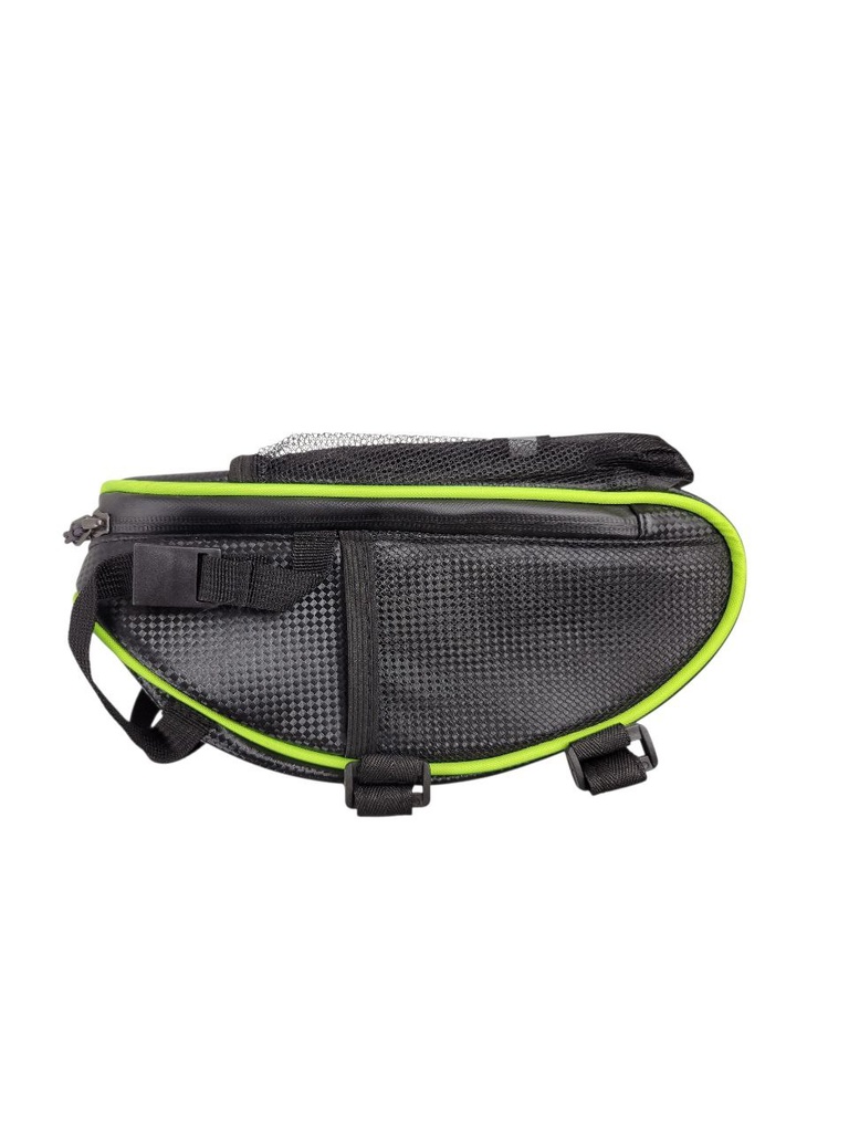 Сумка на багажник (004), чорна з салатовою окантовкою 
