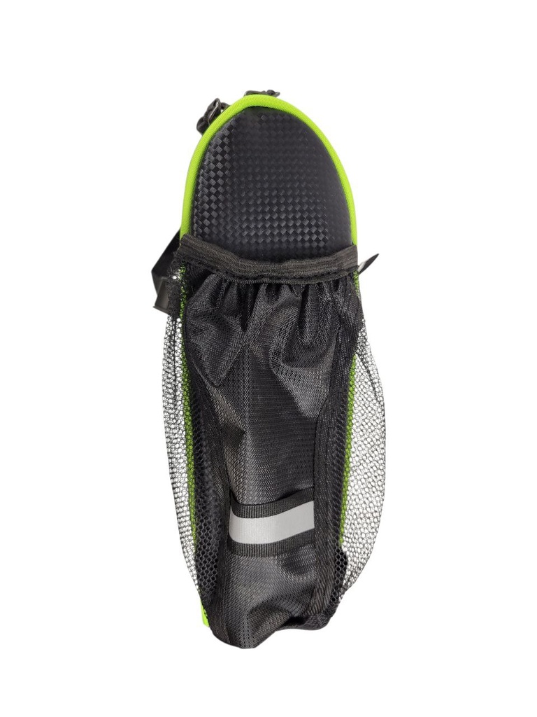 Сумка на багажник (004), чорна з салатовою окантовкою 