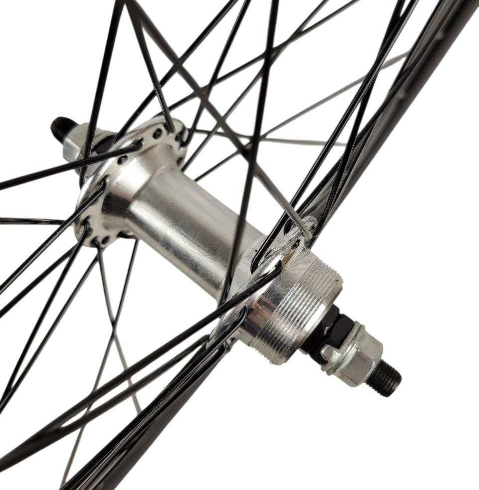 Колесо 28 перед, обід AL подвійний, втулка AL на промпідшипниках+різьба під диск. гальма, чорна спиця