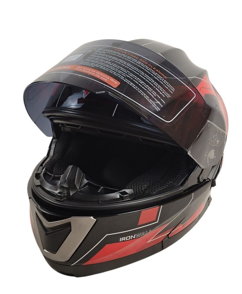 Мотошолом модуляр BLD-160, XS(55-56) чорно-червоний, глянцевий (з відкидним підборіддям та окулярами) 