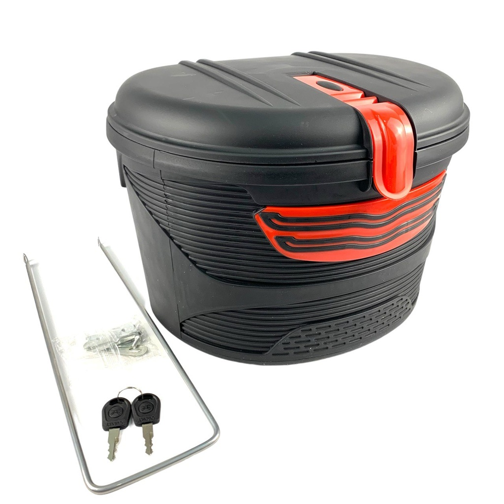 Кошик пластмасовий чорний AFT-136, з кришкою та замком на ключ