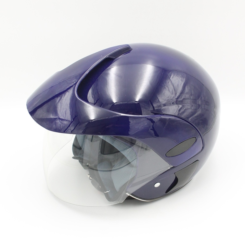 Мотошолом  №208 S синій, з дашком, без захисту бороди