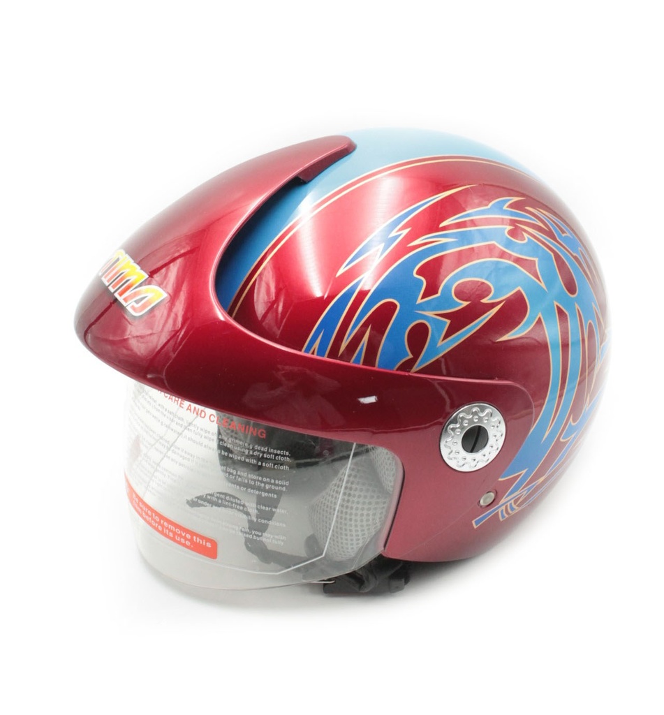 Мотошолом  №208 S червоний, з дашком, без захисту бороди