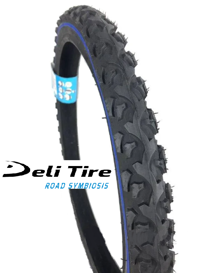 Покришка 14х1.75 DELI TIRE (186) шипована косичка, синя смуга