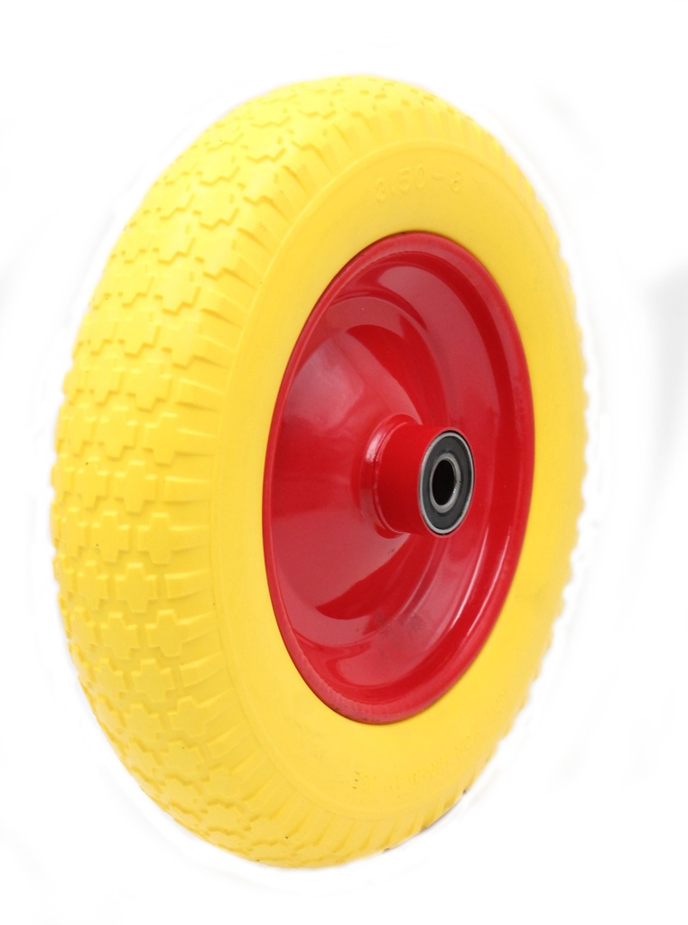 Колесо тачки жовте  8"  3.50-8  під вісь  Ø20, пінополіуретанове