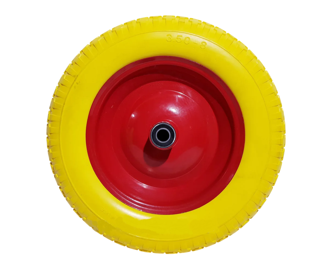 Колесо тачки жовте  8"  3.50-8 під вісь Ø16, пінополіуретанове