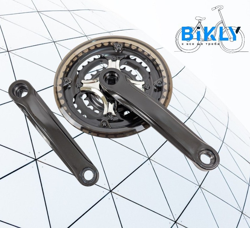 Комплект шатунів МТВ (42/34/24Т) L-170mm малий чорний з прозорим захистом