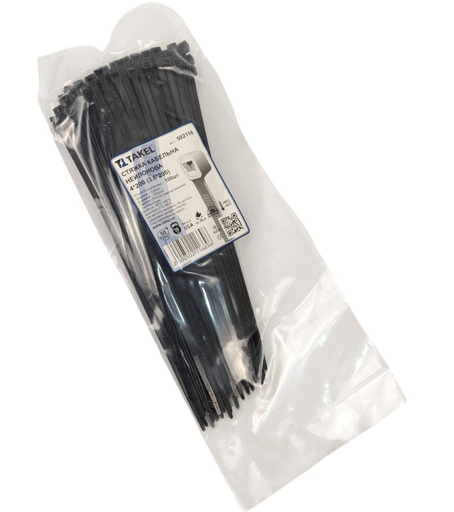 Стяжка кабельна нейлонова 3,6х200  /100шт/
