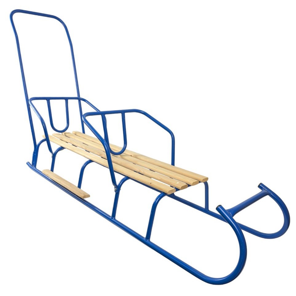 Санки ДВОМІСНІ №6 з ручкою та спинками, сині