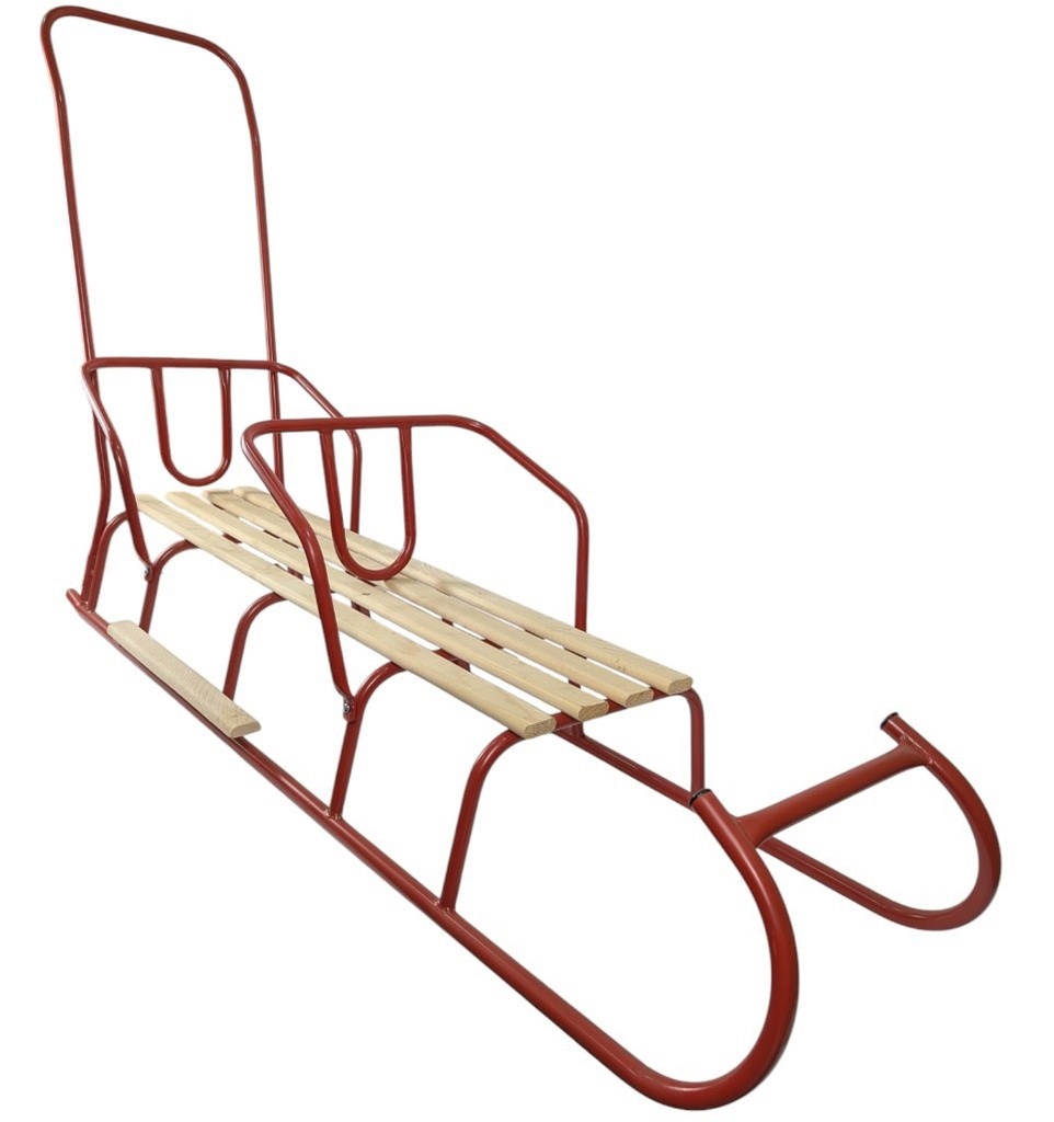 Санки ДВОМІСНІ №6 з ручкою та спинками, червоні