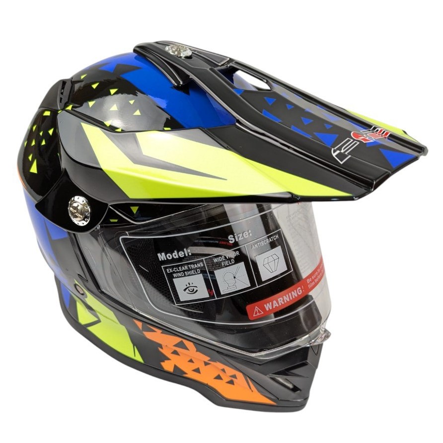 Мотошолом F2-819-7, S(55-56), колір MIX, глянцевий (з дашком)