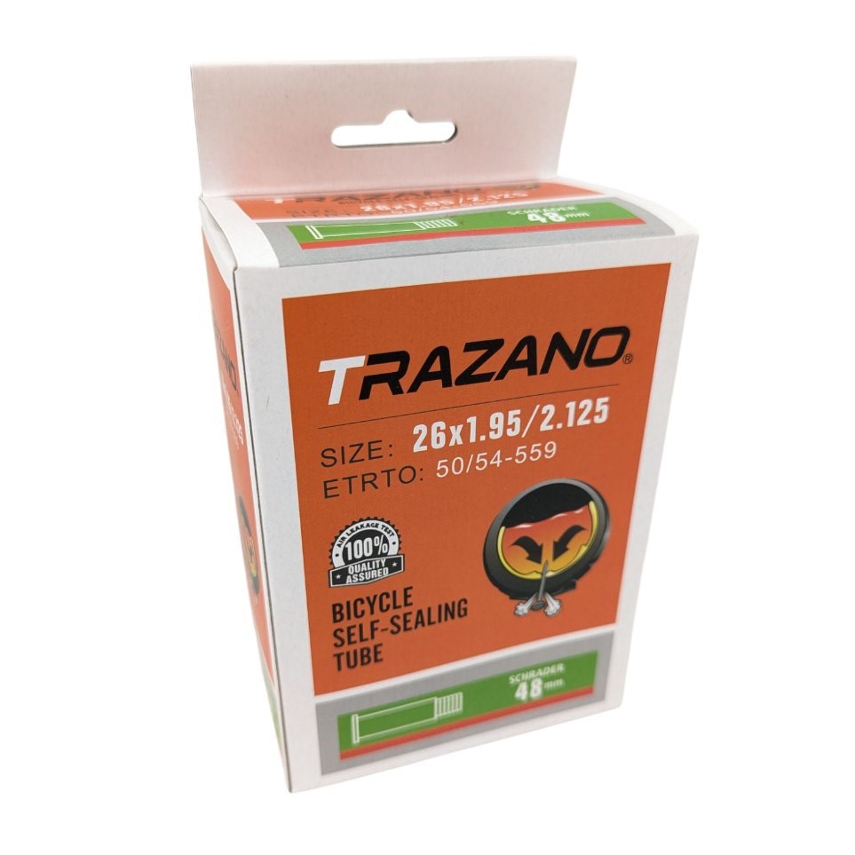 Камера 26x1.95/2.125 TRAZANO  самоклеюча (з антипрокольним гелем) AV 48mm