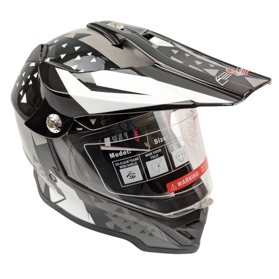 Мотошолом F2-819-7, S(55-56), чорно-сірий, глянцевий (з дашком)