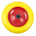 Колесо тачки жовте  8"  3.50-8  під вісь  Ø20, пінополіуретанове (204 підшипник)