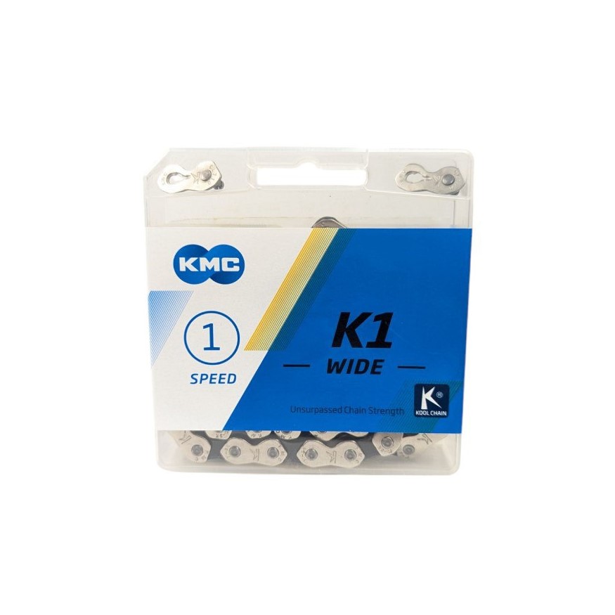 Ланцюг для BMX  KMC K1-W одношвидкісний (1/2 X 1/8 X 110L) Silver/Black + замок