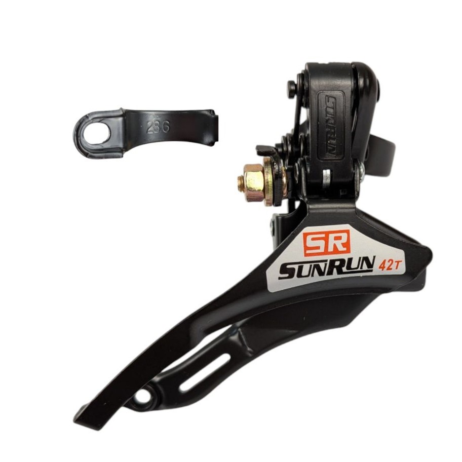 Перекидка передня SUNRUN FD-QD-35A, Ø 28.6 mm, тяга вверх, чорна