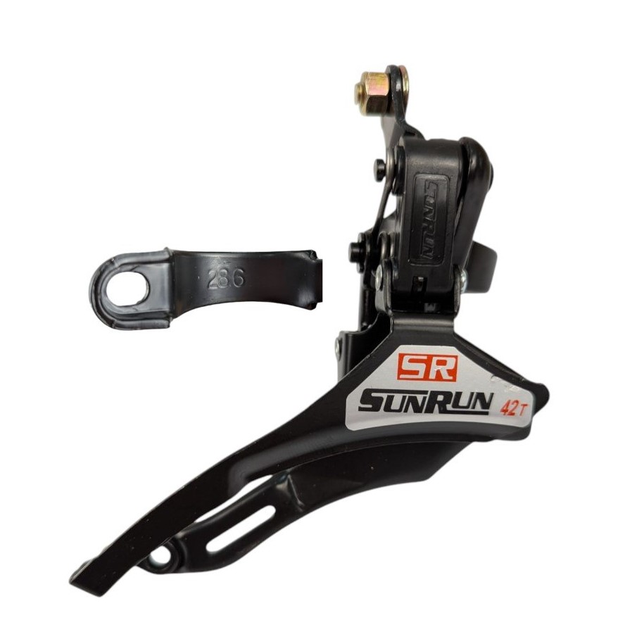 Перекидка передня SUNRUN FD-QD-35, Ø 28.6 mm, тяга вниз, чорна