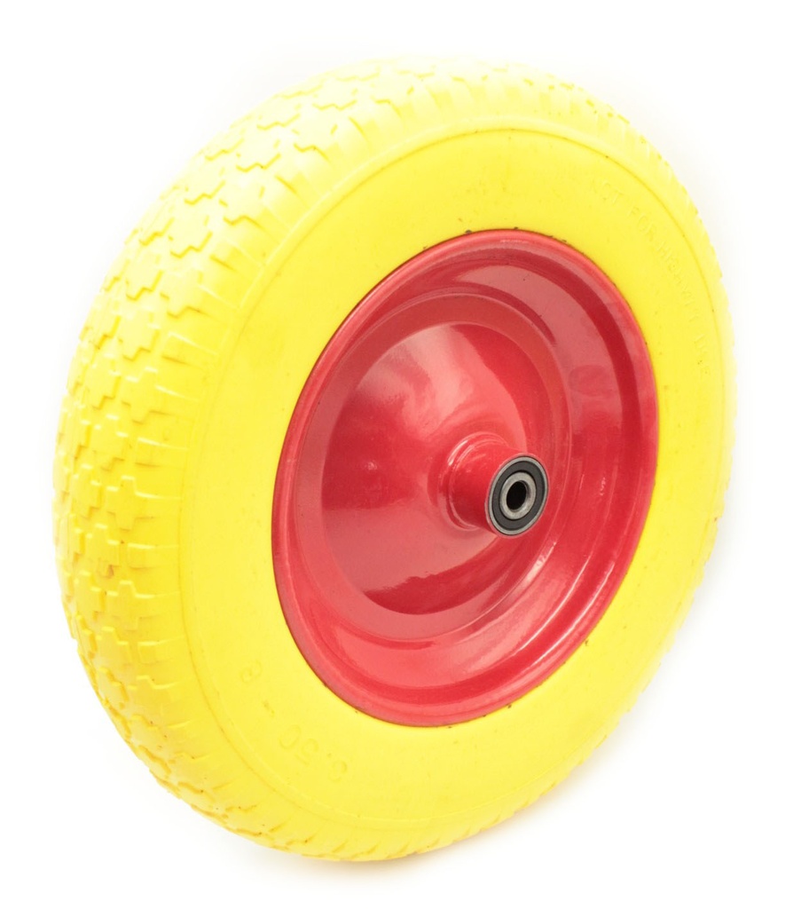 Колесо тачки жовте  8"  3.50-8 під вісь Ø14, пінополіуретанове