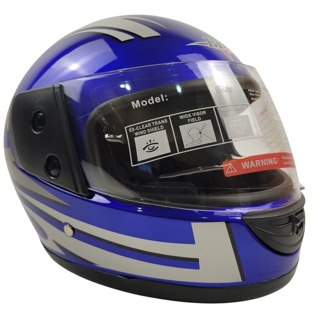 Мотошолом BLD-825, S(55-56), синій з білим, глянцевий