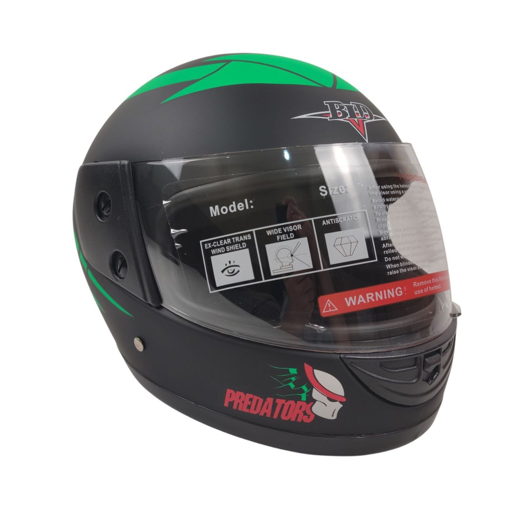 Мотошолом BLD-825, M(57-58), чорно-зелений, матовий