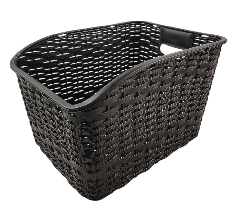 Кошик пластмасовий плетений на багажник чорний