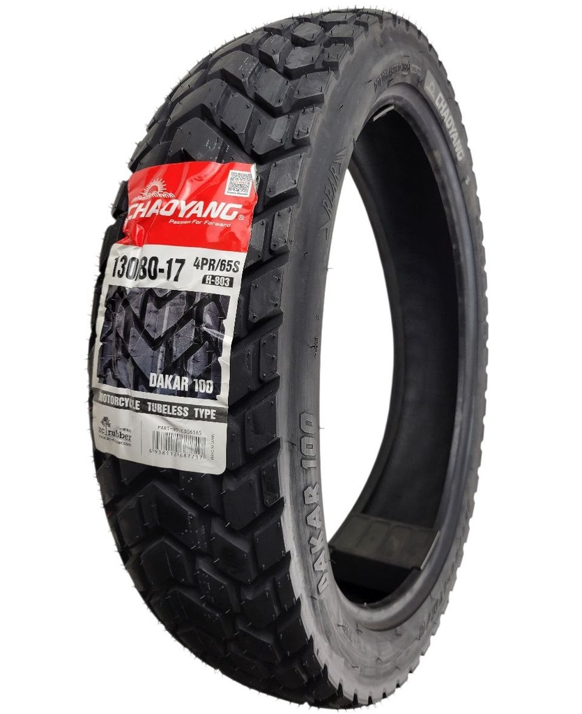 Мотошина "17"  130/80-17  ChaoYang H-803-R  DAKAR 100 шипована, TL безкамерна