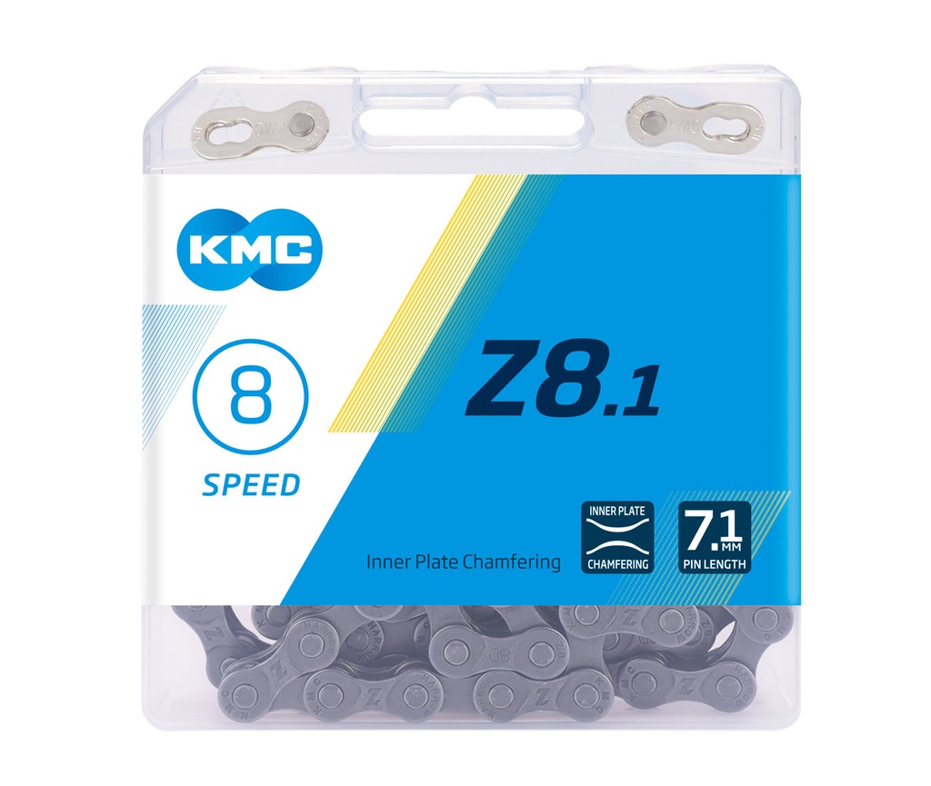 Ланцюг 8 шв.  KMC Z8.1 (1/2х3/32х116L) cірий, 116 ланок 
