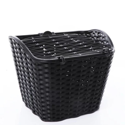 [072-58] Кошик пластмасовий плетений 28 "MESSINA" з кришкою чорний