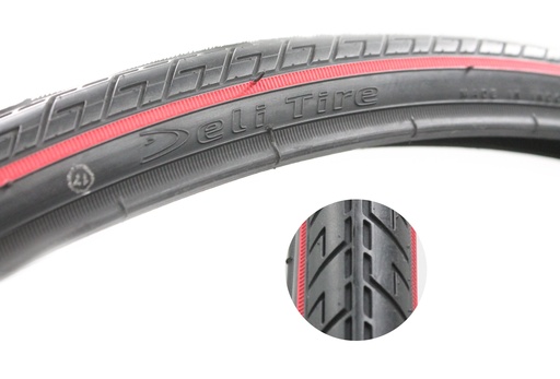 [158-34] Покришка турист 28-622 (700х28С) DELI TIRE (269) червона смуга