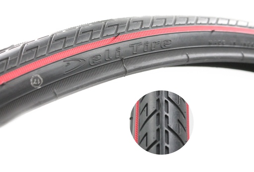 [158-34] Покришка турист 28-622 (700x28C) DELI TIRE (269) червона смуга