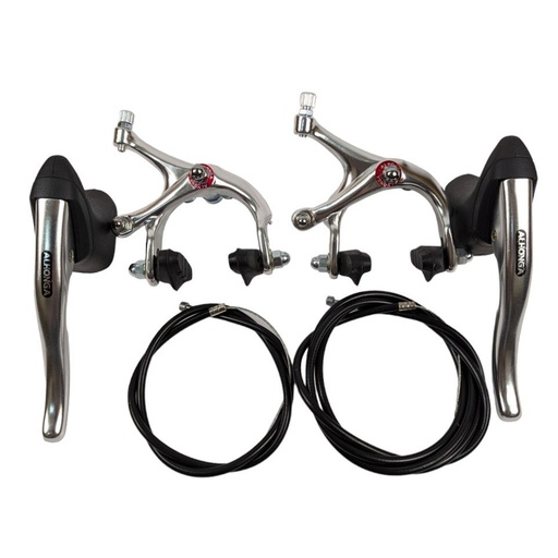 [089-66] Комплект гальм шосейних ALHONGA алюмінієвий,(перед + зад, ручки, троси)