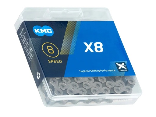 [023-76] Ланцюг спорт 8 шв. KMC X8 нікель, пластик 116 ланок 