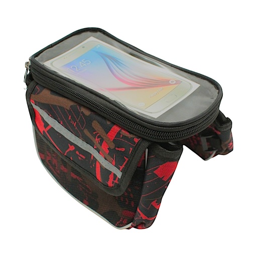 [130-41] Сумка на раму 2x-стороння + чохол для телефону 005, чорно-червона