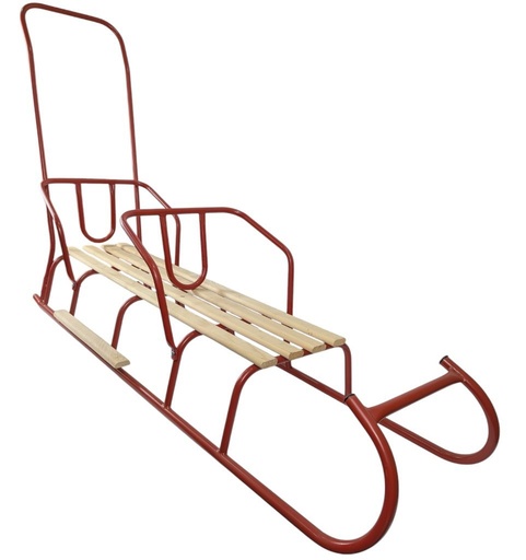 [230-19] Санки ДВОМІСНІ №6 з ручкою та спинками, червоні