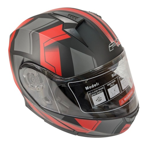 [136-228] Мотошолом F2-162, S(55-56), чорно-червоний матовий