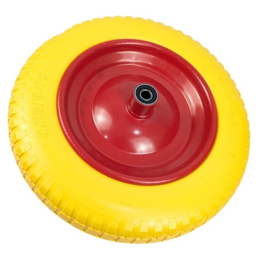 [190-48] Колесо тачки жовте  8"  3.25/3.00-8 під вісь Ø12, пінополіуретанове