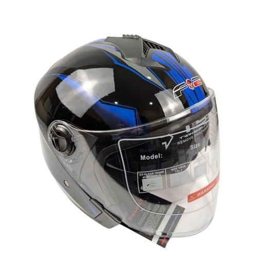 [136-246] Мотошолом F2-707, S(49-50), чорно-синій, глянцевий (без підборіддя, з окулярами)