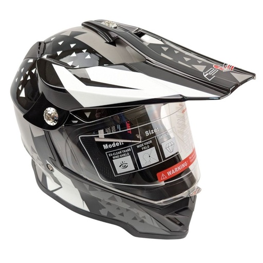 [136-239] Мотошолом F2-819-7, S(55-56), чорно-сірий, глянцевий (з дашком)