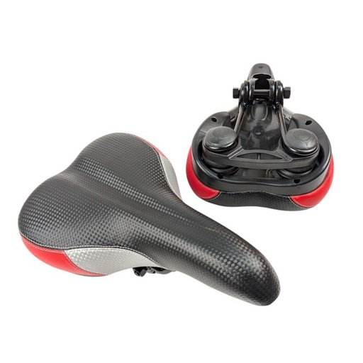 [059-21] Сідло мтв на демферах, чорне з червоно-сірими вставками