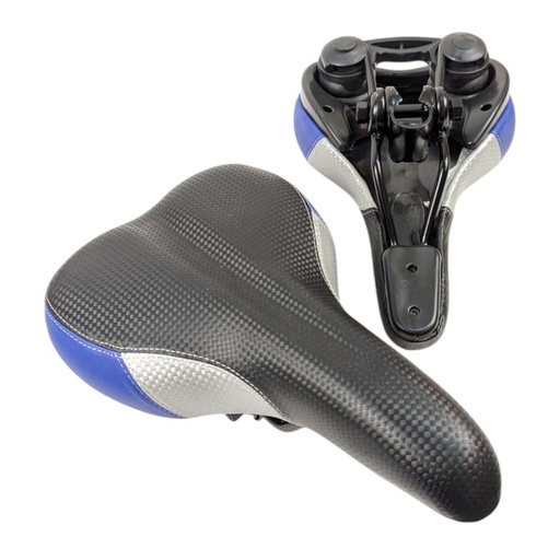 [059-22] Сідло мтв на демферах, чорне з синьо-сірими вставками