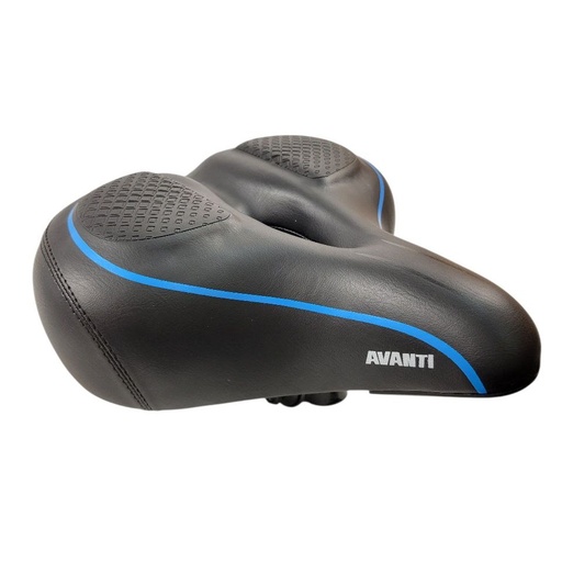 [056-45] Сідло на демферах AVANTI AFT-89 м'яке з диркою, чорне з синьою полосою
