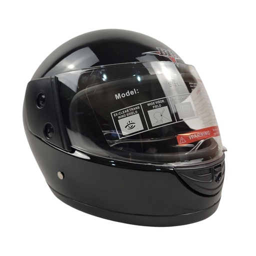 [137-021] Мотошолом BLD-825, S(55-56), чорний глянцевий (без малюнка) 