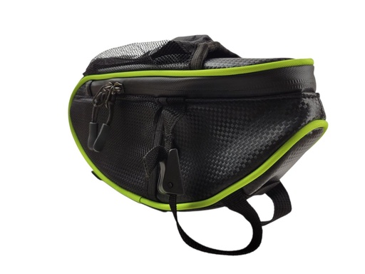 [130-29] Сумка на багажник (004), чорна з салатовою окантовкою 