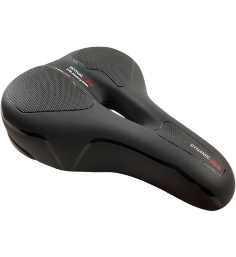 [056-24] Сідло на демферах 8077 з диркою (255х180), чорно-червоне