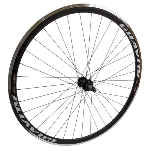 [011-114] Колесо 26 заднє, обід Gravity 2-ний, втулка AL на промах, диск різьба, ЧОРНА спиця