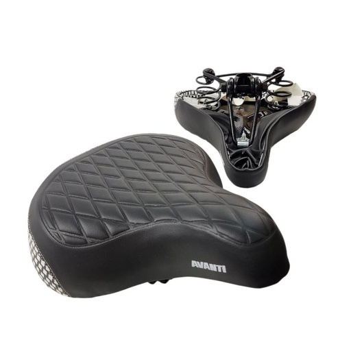 [055-27] Сідло на пружинах №AFT-169 AVANTI LOOK (Ромб) широке, металева основа, чорно-біле